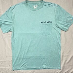 Salt Life SLX-D Tuna Graphic Performance Pocket T-Shirt Men’s Medium Aqua Blue